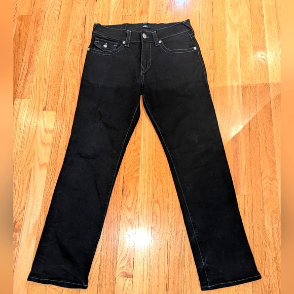 True Religion Black RICKY Relaxed Straight Jeans Sz 33 Authentic.
